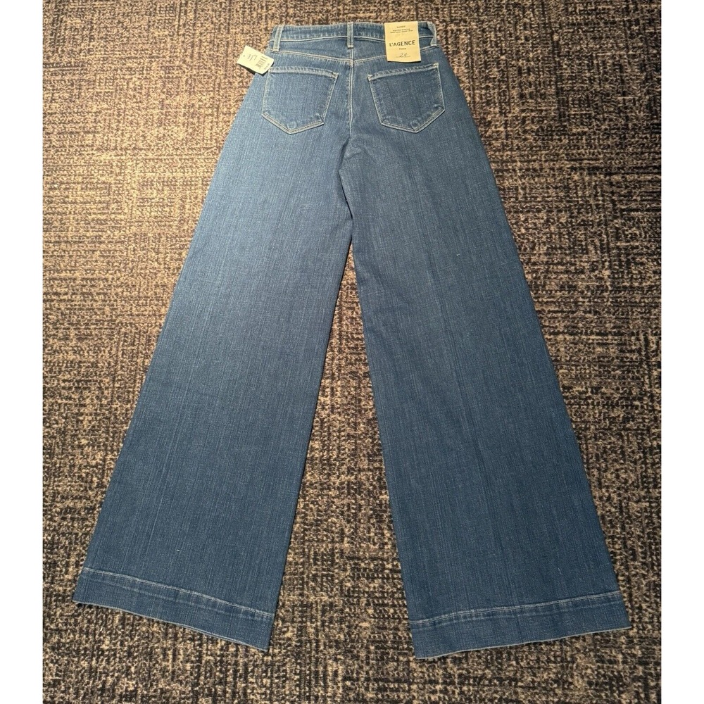L’AGENCE Sandy Durango Blue High‑Rise Wide Leg Jeans – Front Seam - 24 - NWT - Picture 3 of 9